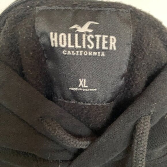 Hollister California Hooded Sweatshirt Ribbed Cuffs Kangaroo Pocket Black M XL - Picture 7 of 7